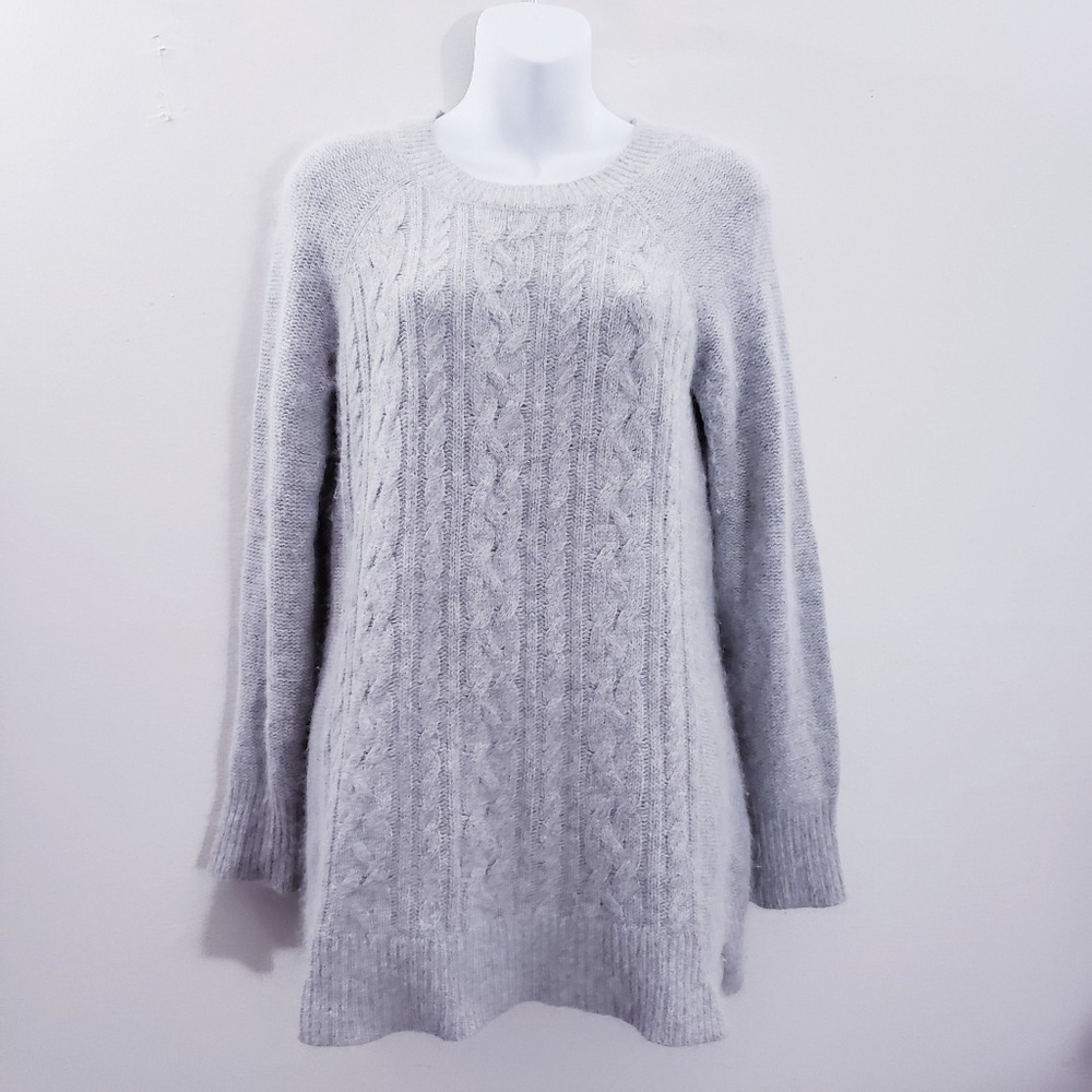 Fenn Wright Mason Angora Cozy Cable Knit‎ Gray Sweater Women's Size Medium